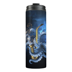 Music saxophone with octopus thermal tumbler