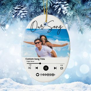 Music Scannable Code Our Song Couple Christmas Ceramic Tree Decoration