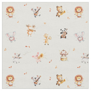 Music school animals musicians cute nursery decor fabric
