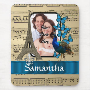 Music sheet and romantic pretty Paris Mouse Mat