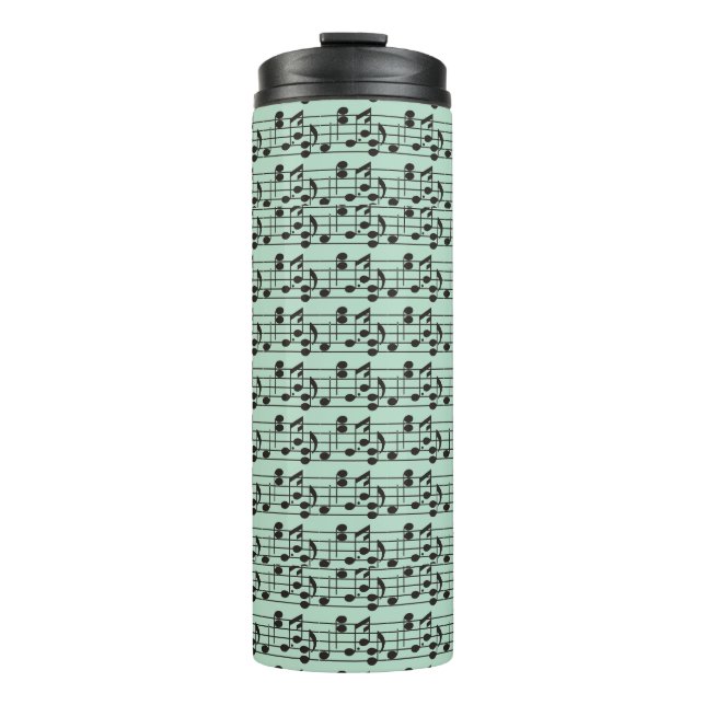 Music sheet green and black thermal tumbler (Front)