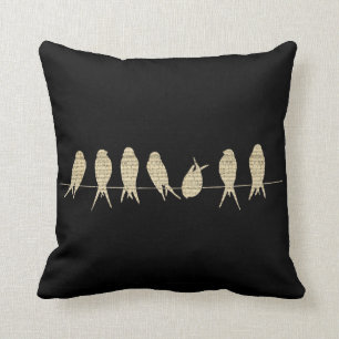 Music Sheet Musical Note Birds on Tree Branch Cushion