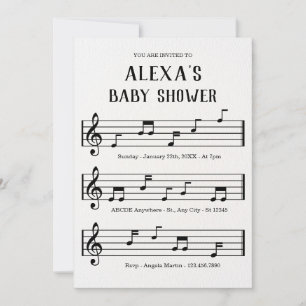 Music sheet notes baby shower invitation