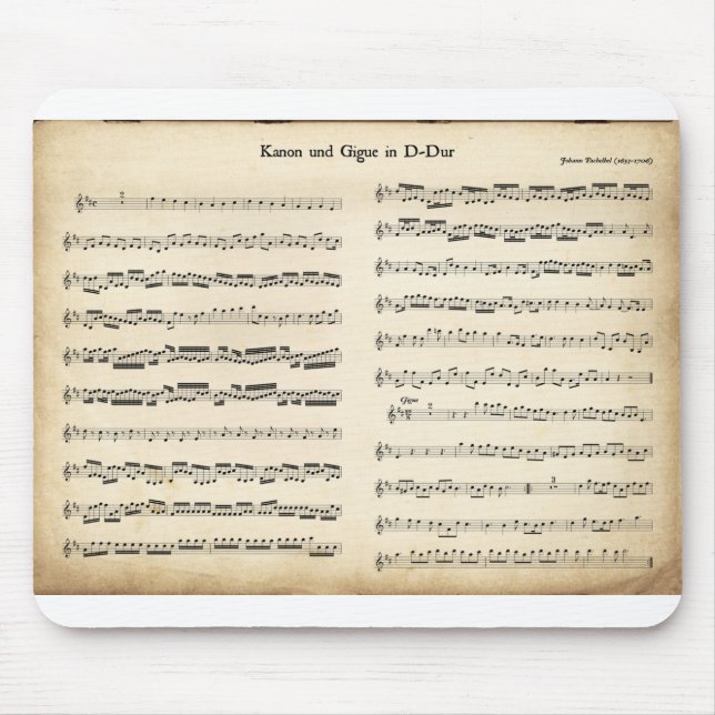 Music sheet old Pachelbel Kanon und Gigue in D Dur Mouse Mat (Front)