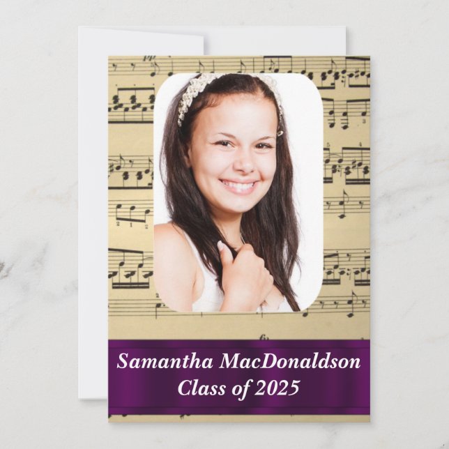 Music sheet photo graduation invitation (Front)
