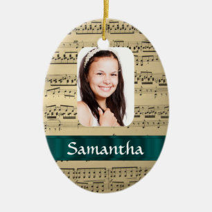 Music sheet photo template ceramic tree decoration