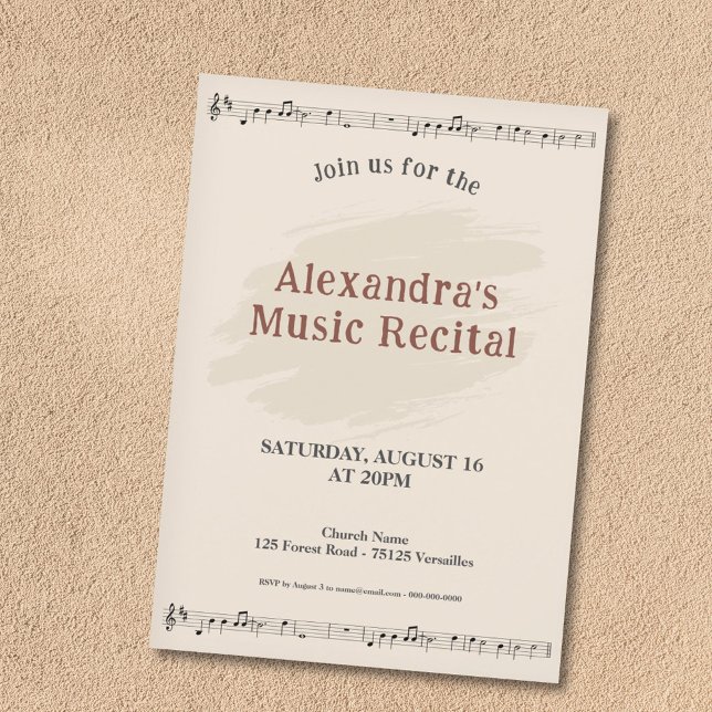 Music Sheet Recital Invitation (Music Sheet Recital Invitation)
