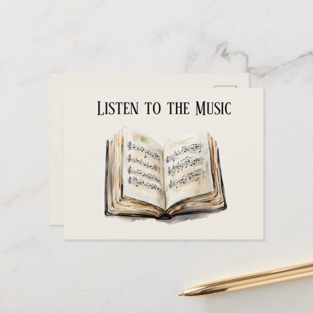 Music Sheets Black Book Postcard (Front/Back In Situ)