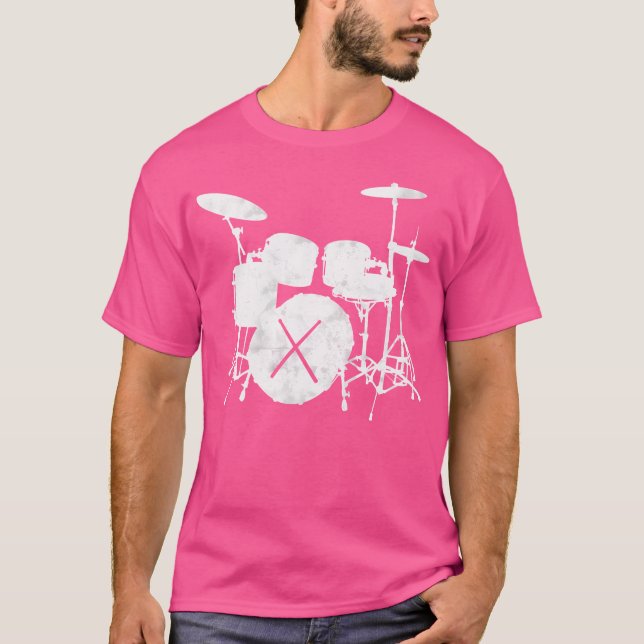 Music Shirt Drum Set With Drum Sticks Silhouette (Front)