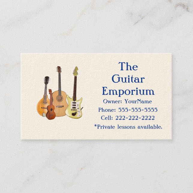 Music Shop/Guitar Teacher Business Card (Front)