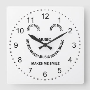Music Smile Square Wall Clock