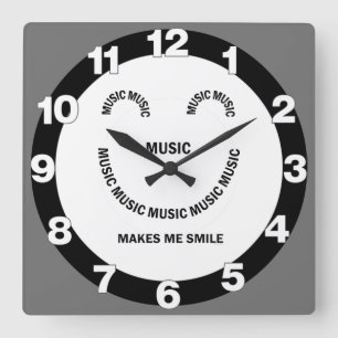 Music Smile Square Wall Clock