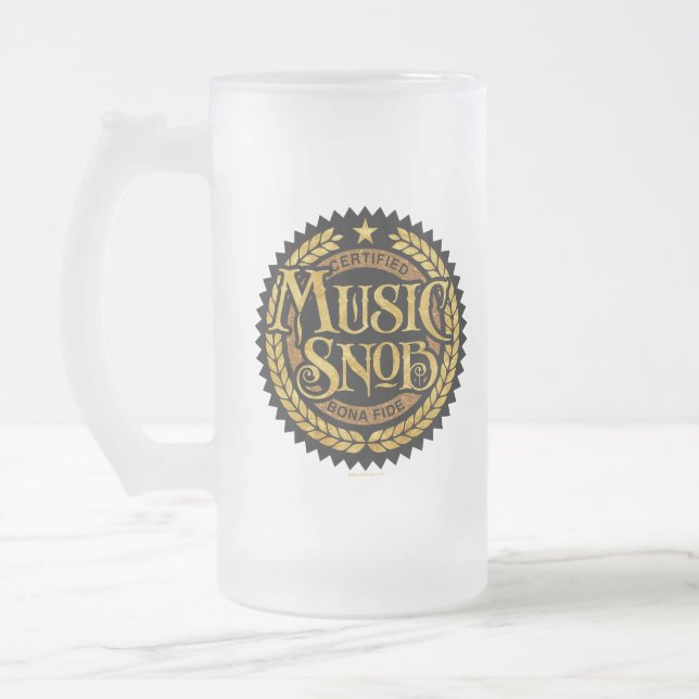 Music Snob - funny music lover Frosted Glass Beer Mug (Left)