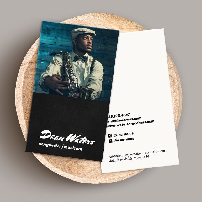 Music Songwriter Add Photo Business Card (Creator Uploaded)