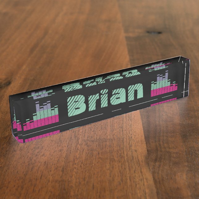 Music Sound Electronic Beat Waves Pulse With Name Nameplate (Side)