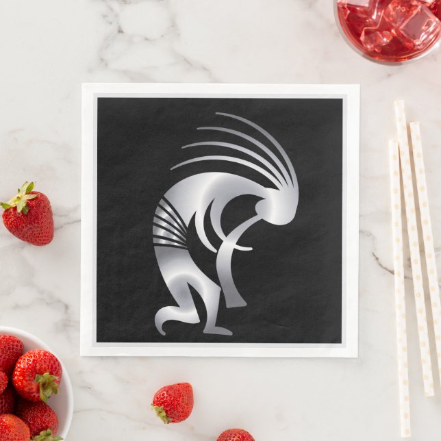 Music Southwestern Silver Kokopelli Napkins (Insitu)