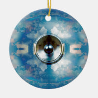 Music speaker and cloudy blue sky