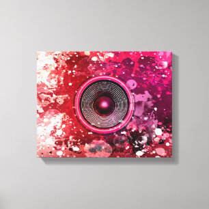 Music speaker and paint splatters canvas print