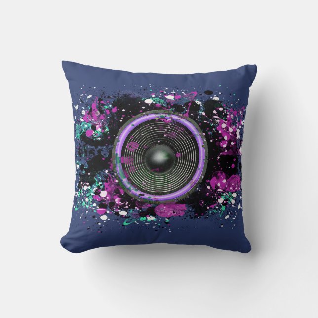 Music speaker and splattered paint cushion (Front)