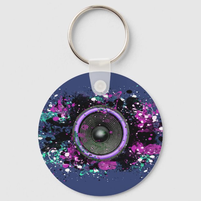 Music speaker and splattered paint key ring (Front)