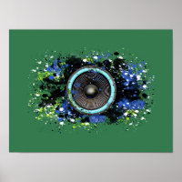 Music speaker and splattered paint