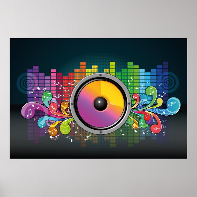 Music speaker colourful artistic illustration poster (Front)
