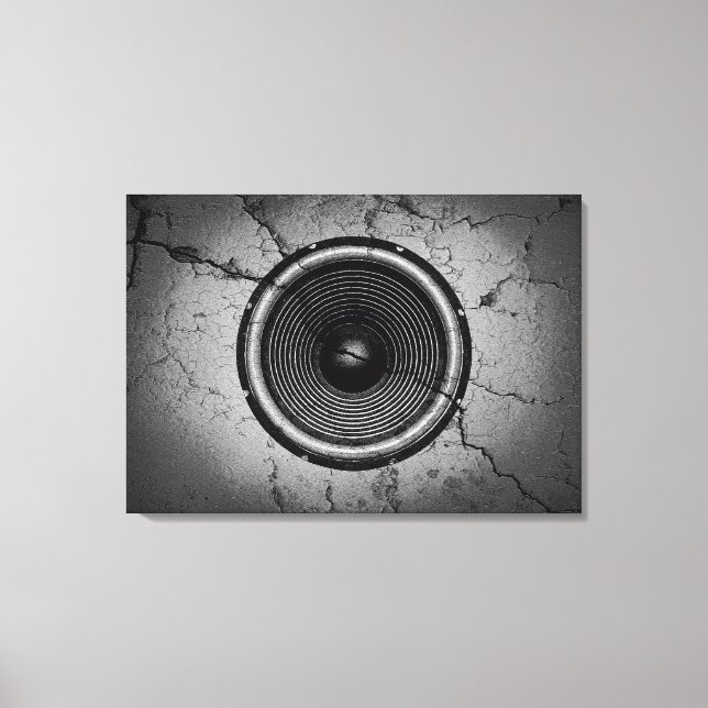 Music speaker on a cracked wall canvas print (Front)