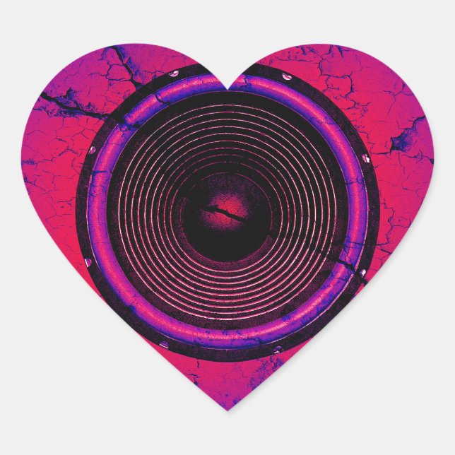 Music speaker on a cracked wall heart sticker (Front)