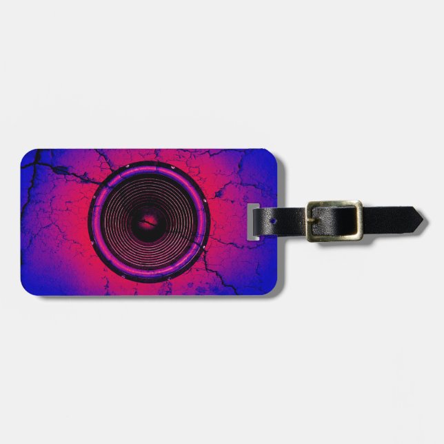 Music speaker on a cracked wall luggage tag (Front Horizontal)
