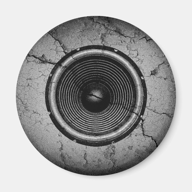 Music speaker on a cracked wall magnet (Front)