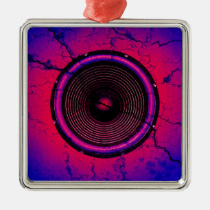 Music speaker on a cracked wall metal tree decoration