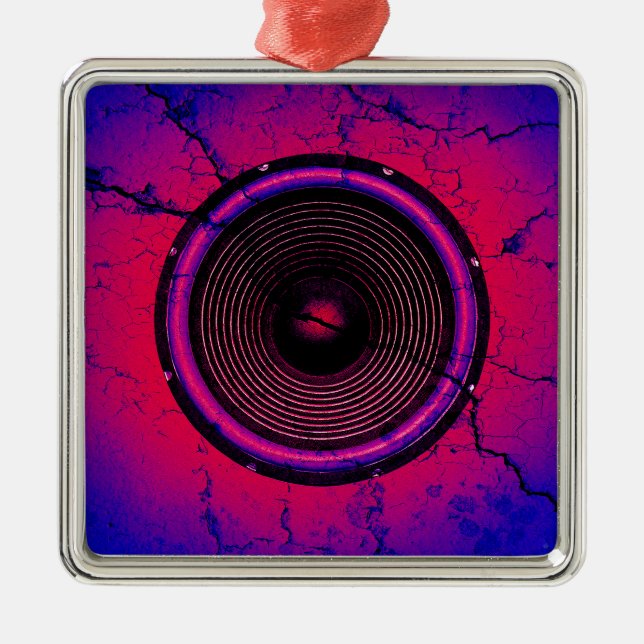 Music speaker on a cracked wall metal tree decoration (Front)