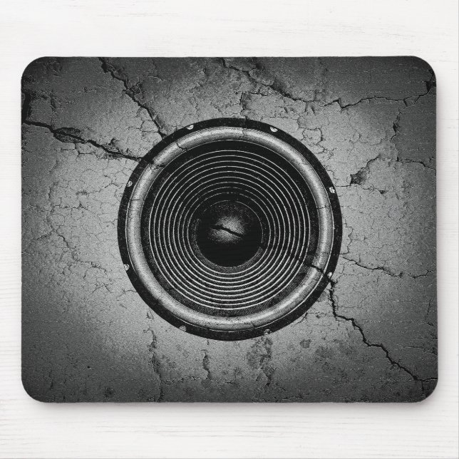 Music speaker on a cracked wall mouse mat (Front)