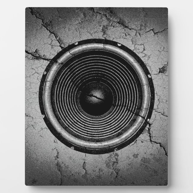 Music speaker on a cracked wall plaque (Front)
