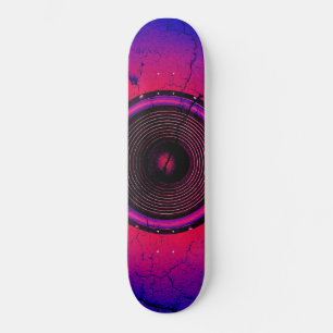 Music speaker on a cracked wall skateboard