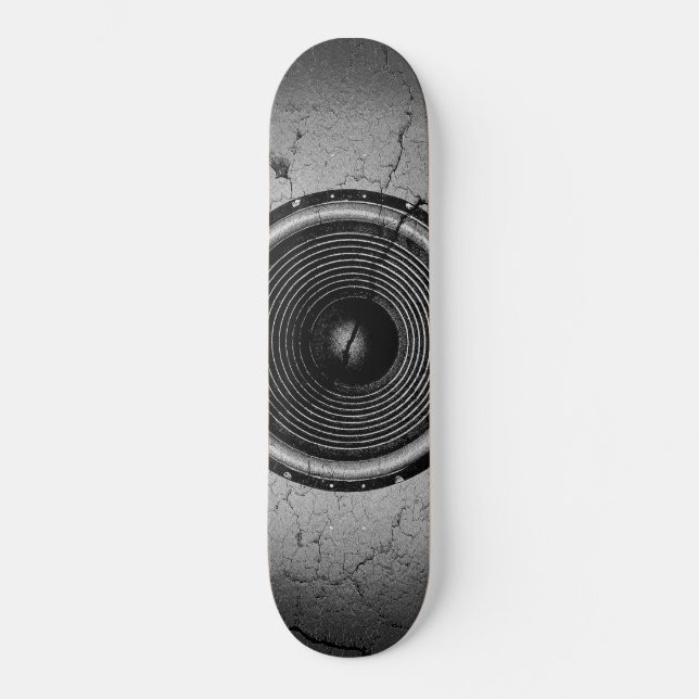 Music speaker on a cracked wall skateboard (Front)