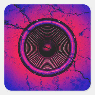 Music speaker on a cracked wall square sticker
