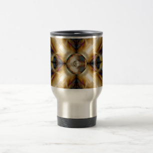 Music speaker on a gold cross background travel mug
