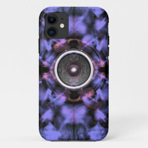 Music speaker on a purple background iPhone 11 case