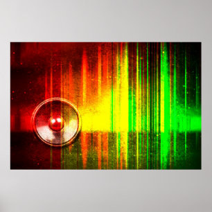 Music speaker with soundwaves poster
