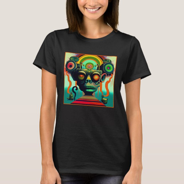 Music Speakers  Retro Trippy Psychedelic 60s Style T-Shirt (Front)