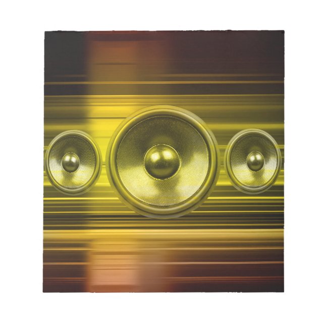 Music speakers with gold light streaks notepad (Front)