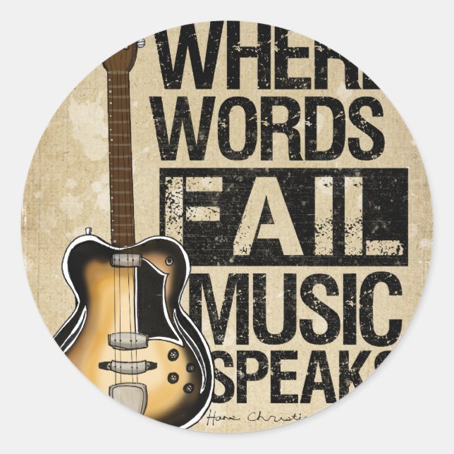 music speaks classic round sticker (Front)