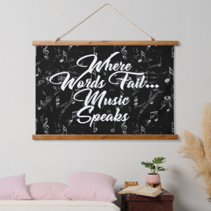 Music Speaks Quote Hanging Tapestry