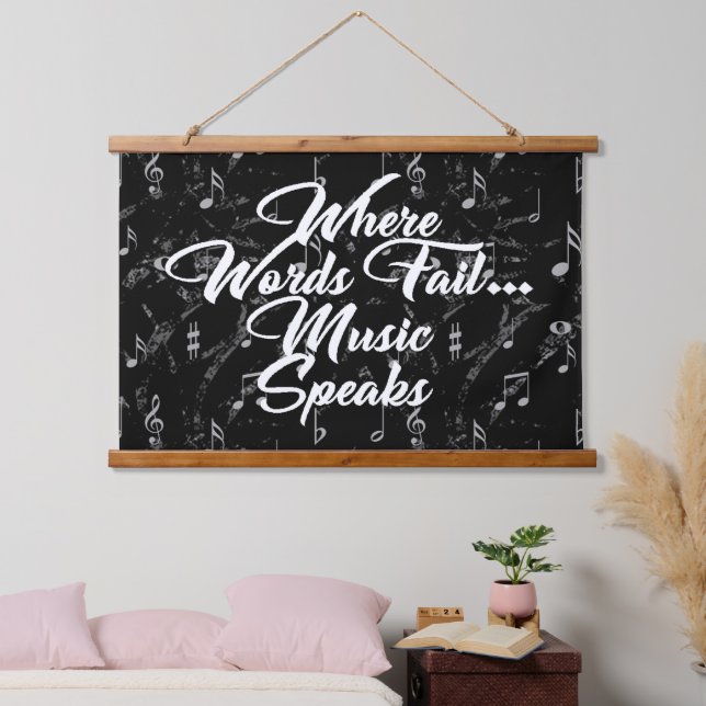 Music Speaks Quote Hanging Tapestry (Bedroom)