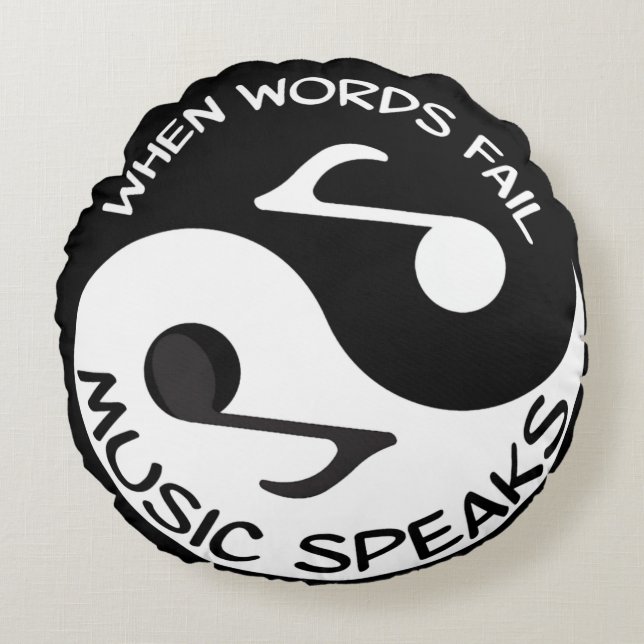 Music Speaks Ying and Yang Throw Pillow (Front)