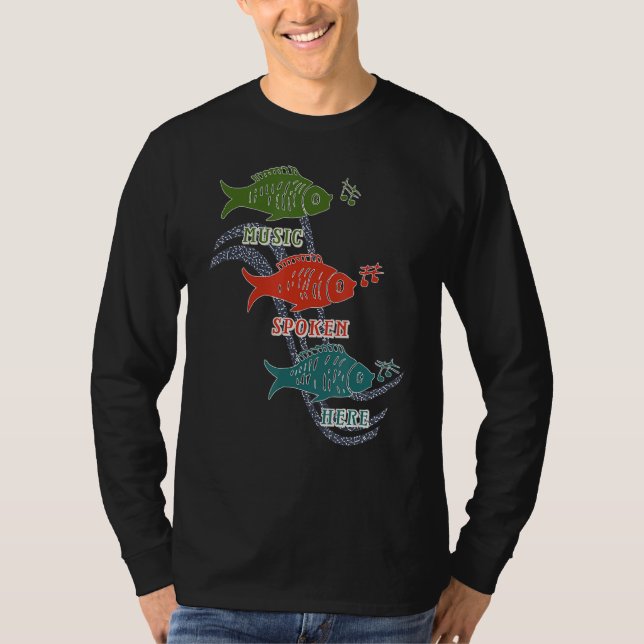 Music Spoken Here  Fish  Musical Notes T-Shirt (Front)