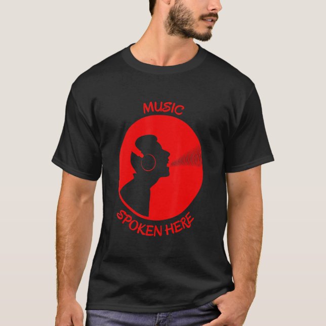 Music Spoken Here Vinyl Record Singer Red T-Shirt (Front)