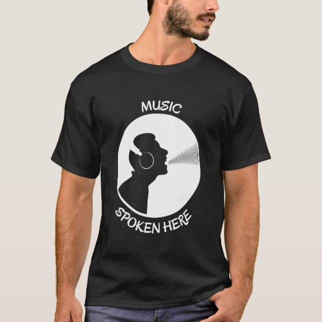Music Spoken Here  Vinyl Record  Singer  White T-Shirt (Front)