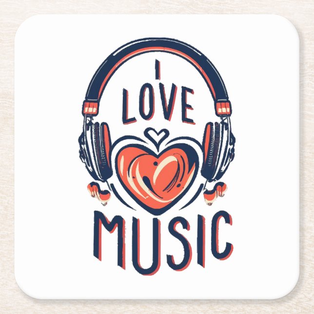 music  square paper coaster (Front)